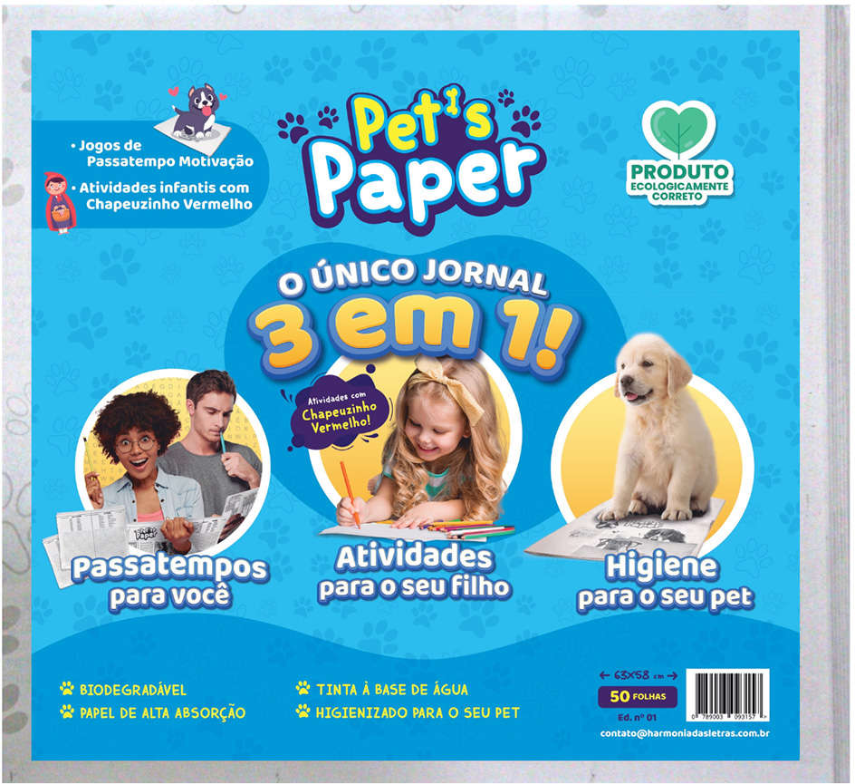 Jornal Higiênico Pet´s Paper 3 em 1 - 50 Folhas