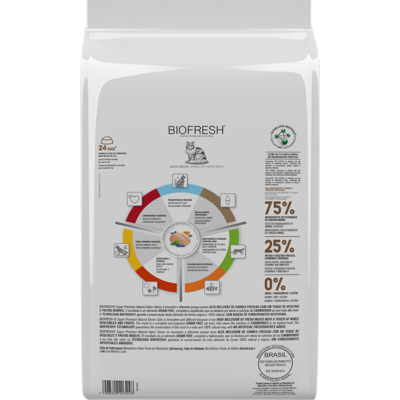 Ração Seca Biofresh Frango Fresco, Chá Verde, Cúrcuma e Blueberry para Gatos Sênior