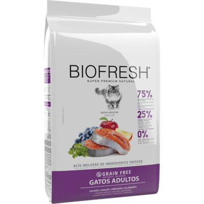 Ração Seca Biofresh Salmão, Maçãs, Orégano e Blueberry para Gatos Adultos