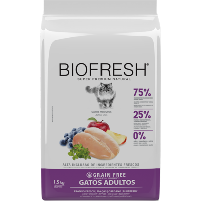 Ração Seca Biofresh Frango Fresco, Maçãs, Orégano e Blueberry para Gatos Adultos