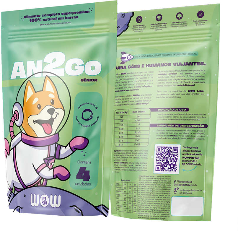 Petisco WOW Pet Food AN2GO Carne para Cães Sênior - 4 Unidades