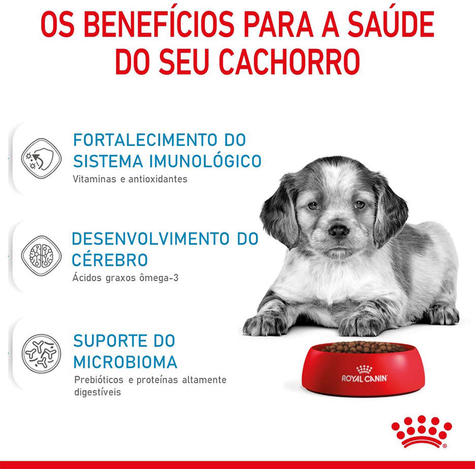 Ração Royal Canin Medium Puppy para Cães Filhotes de Raças Médias de 2 a 12 Meses de Idade - 12Kg