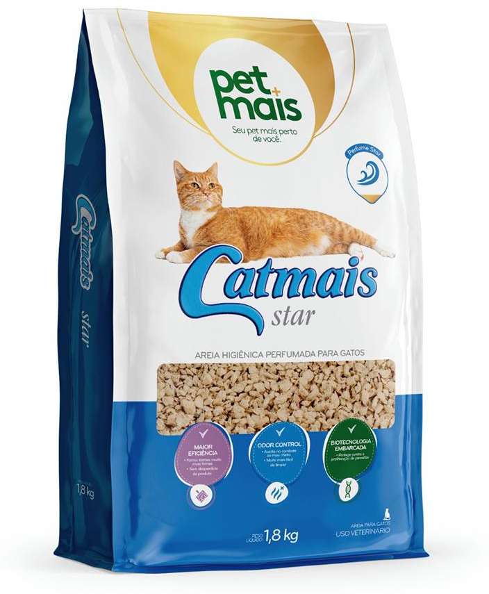 Granulado Sanitário Perfumado Petmais Catmais Prático Star - 1,8Kg