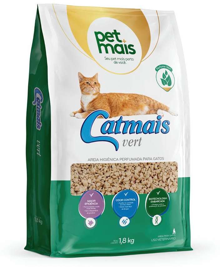 Granulado Sanitário Perfumado Petmais Catmais Prático Vert - 1,8Kg
