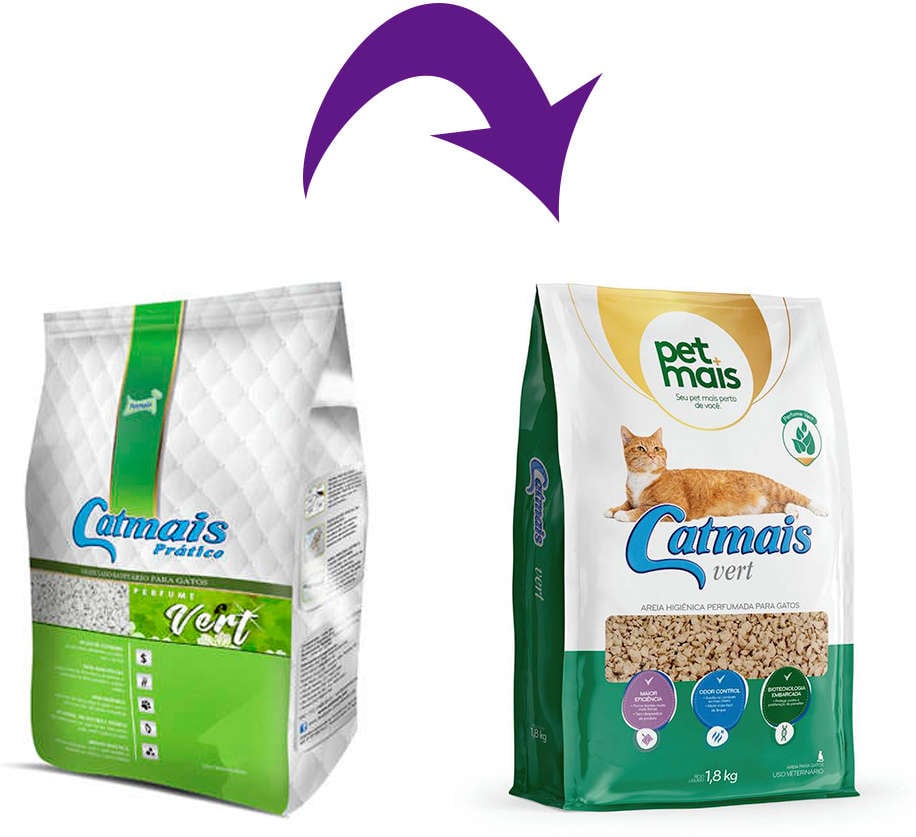 Granulado Sanitário Perfumado Petmais Catmais Prático Vert - 1,8Kg