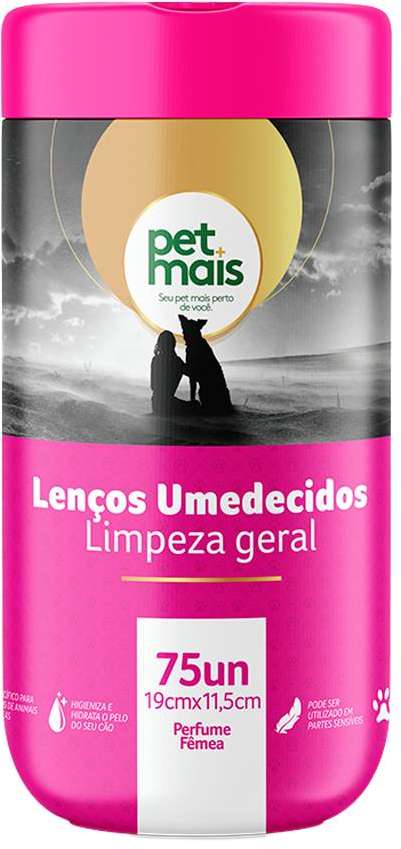 Lenços Umedecidos Petmais Fresh Pet Rosa - 75 Unidades