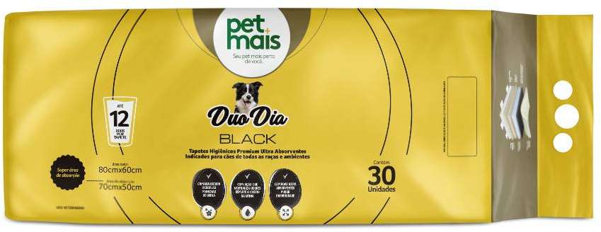 Tapete Higiênico Petmais Duo Dia Black - 30 Unidades