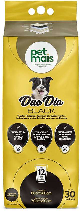 Tapete Higiênico Petmais Duo Dia Black - 30 Unidades