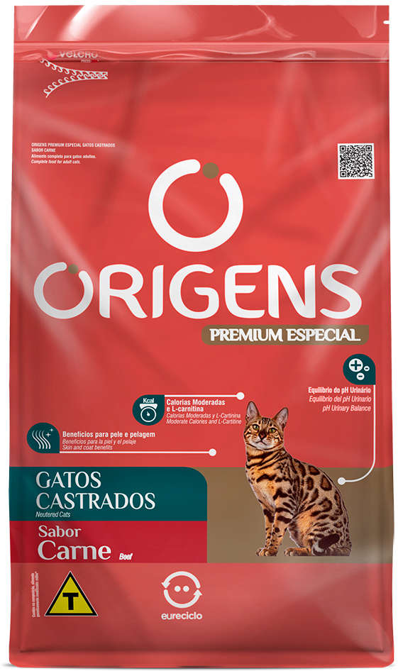 Ração Seca Origens Carne para Gatos Castrados - 10,1Kg