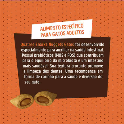 Snacks Quatree Nuggets Salmão Saúde Intestinal para Gatos