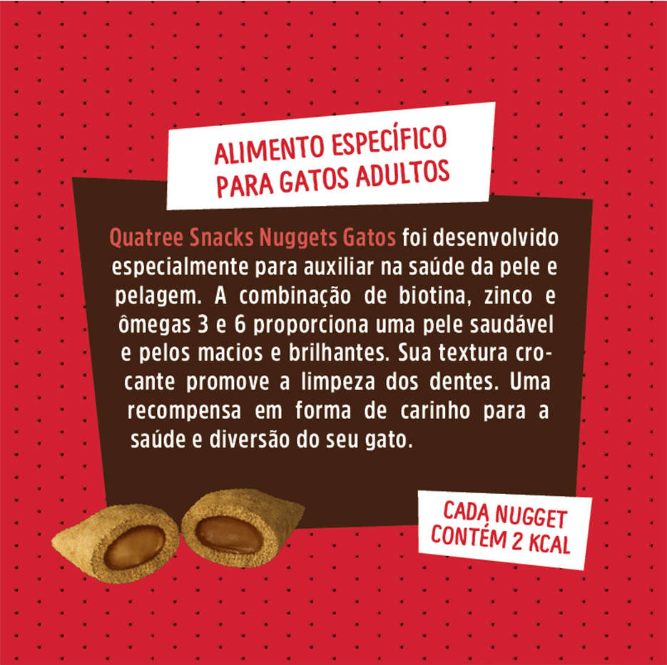 Snack Quatree para Gatos Adultos Sabor Frango Pele e Pelo - 6 Unidades