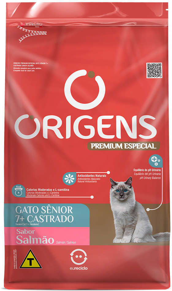 Ração Seca Origens Salmão para Gatos Sênior Castrados - 3Kg