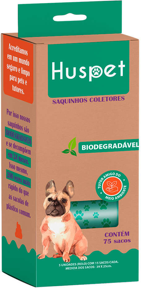 Saquinhos Coletores Huspet Biodegradáveis - 75 Unidades