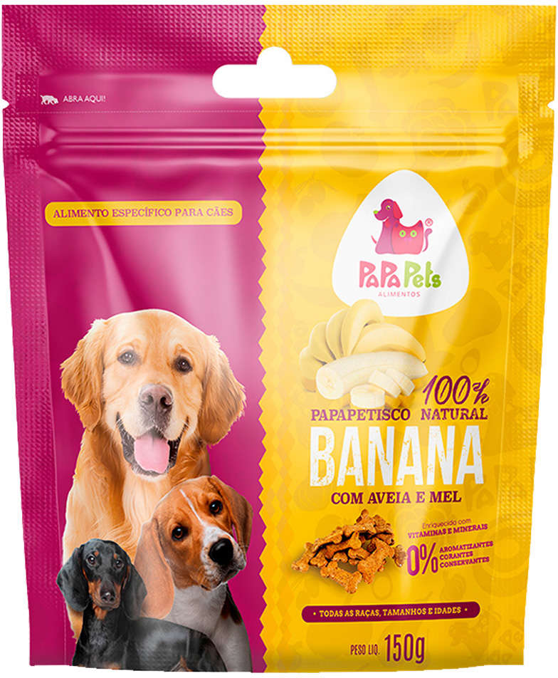 Petisco Papapets Banana com Aveia e Mel para Cães - 150 g