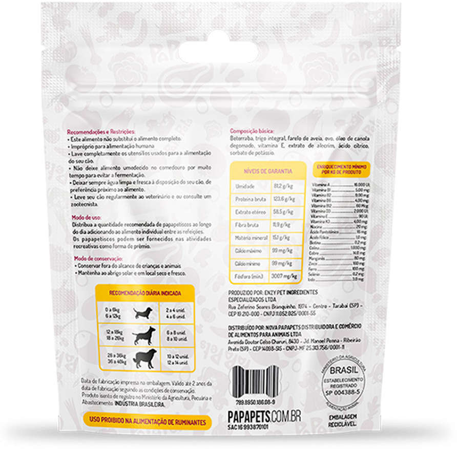 Petisco Papapets Beteraba com Aveia para Cães - 150 g