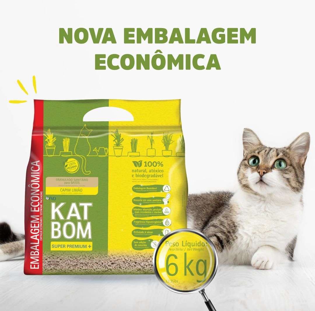 Granulado Sanitário Katbom Capim Limão para Gatos - 6Kg