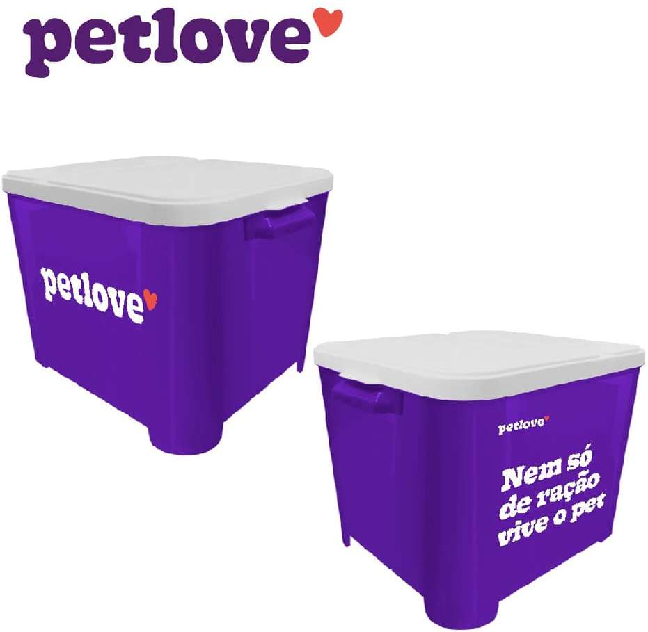 Porta Ração Petlove Lilás Tampa Branca - 15Kg