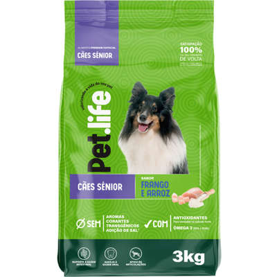 Ração Seca Pet.life Frango e Arroz para Cães Sênior