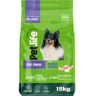 Ração Seca Pet.life Frango e Arroz para Cães Sênior