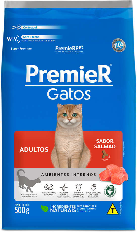 Ração Premier Pet Gatos Adultos Ambientes Internos Salmão - 500 g