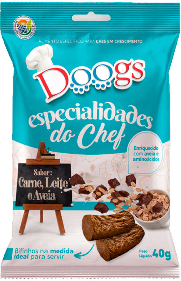 Petisco Doogs Especialidades do Chef Carne, Leite e Aveia para Cães - 40 g
