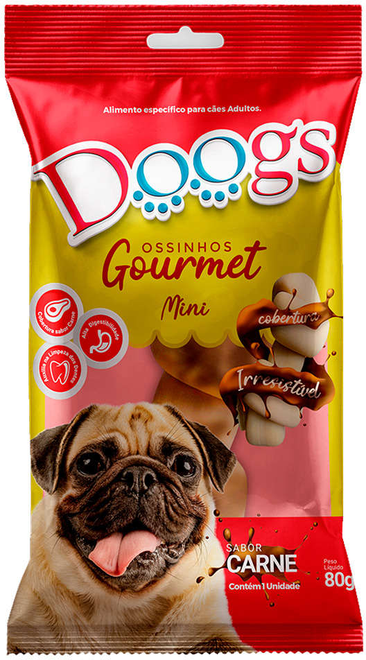 Osso Doogs Gourmet para Cães Adultos Porte Pequeno Sabor Carne - 80g