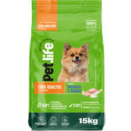 Ração Seca Pet.life Frango e Arroz para Cães Adultos Porte Mini - 15Kg