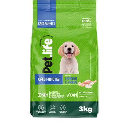 Ração Seca Pet.life Frango e Arroz para Cães Filhotes