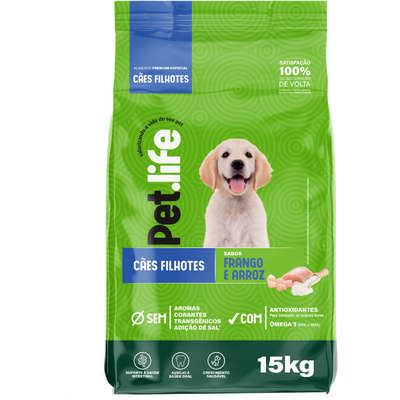 Ração Seca Pet.life Frango e Arroz para Cães Filhotes