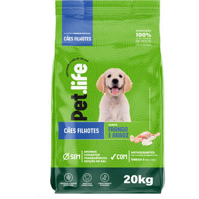 Ração Seca Pet.life Frango e Arroz para Cães Filhotes