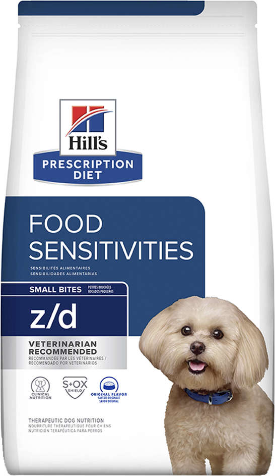 Ração Seca Hill's Prescription Diet z/d Pedaços Pequenos Alergia Alimentares e Pele para Cães Adultos - 3,17Kg