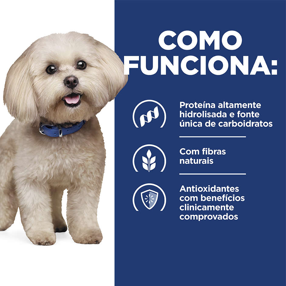 Ração Seca Hill's Prescription Diet z/d Pedaços Pequenos Alergia Alimentares e Pele para Cães Adultos - 3,17Kg