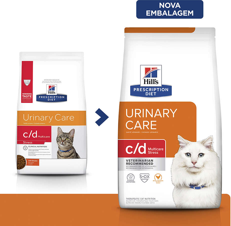 Ração Seca Hill's Prescription Diet c/d Multicare Stress Cuidado Urinário para Gatos Adultos - 3,8Kg