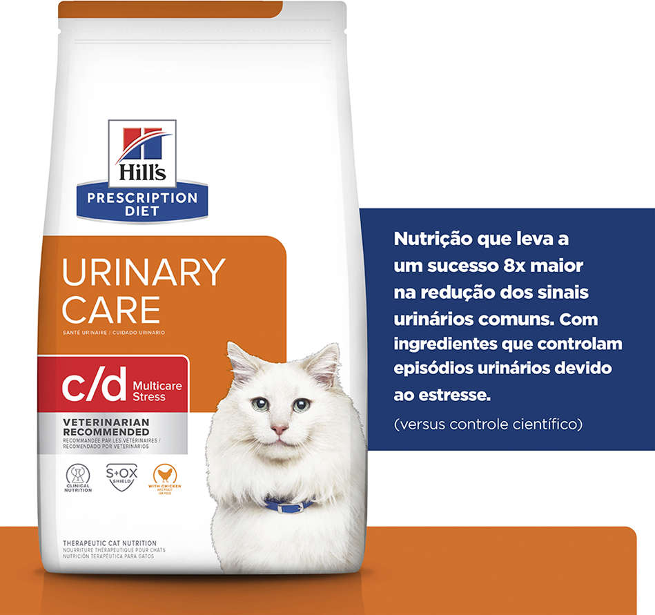 Ração Seca Hill's Prescription Diet c/d Multicare Stress Cuidado Urinário para Gatos Adultos - 3,8Kg