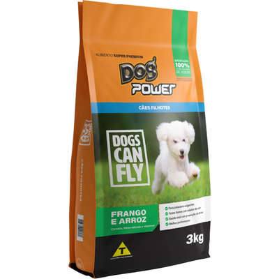 Ração Seca Dog Power Dogs Can Fly Frango e Arroz para Cães Filhotes