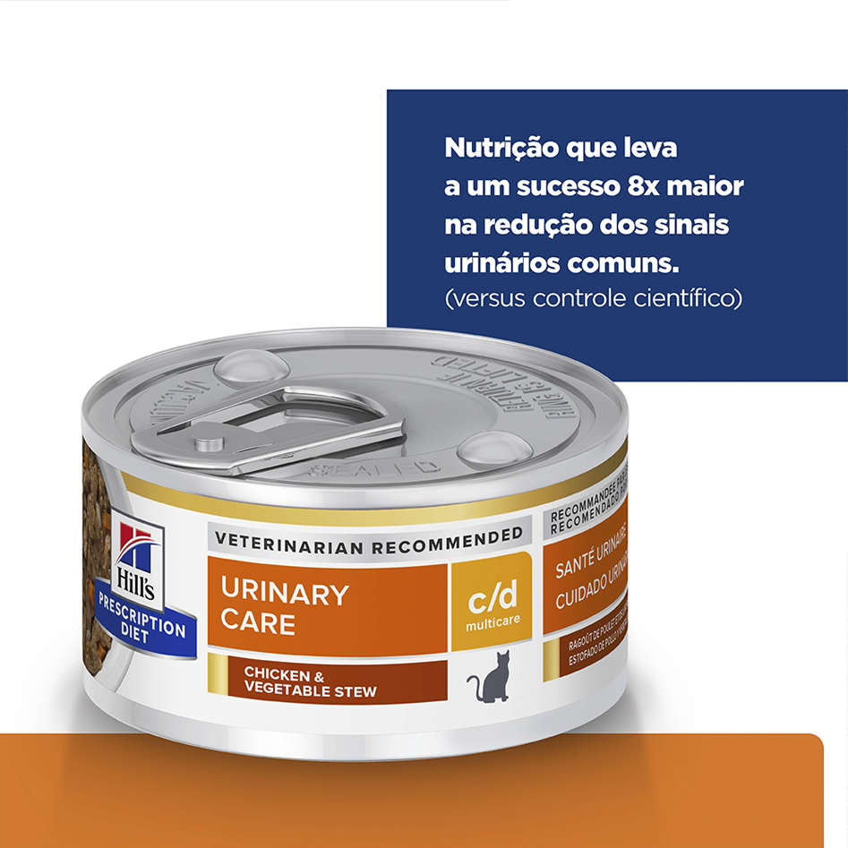 Ração Úmida Hill's Prescription Diet c/d Cuidado Urinário Multicare Frango e Vegetais para Gatos - 82 g