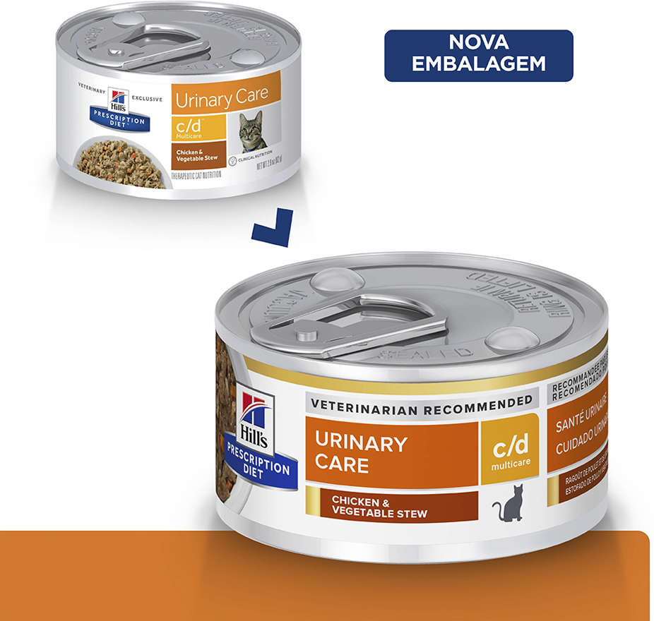 Ração Úmida Hill's Prescription Diet c/d Cuidado Urinário Multicare Frango e Vegetais para Gatos - 82 g