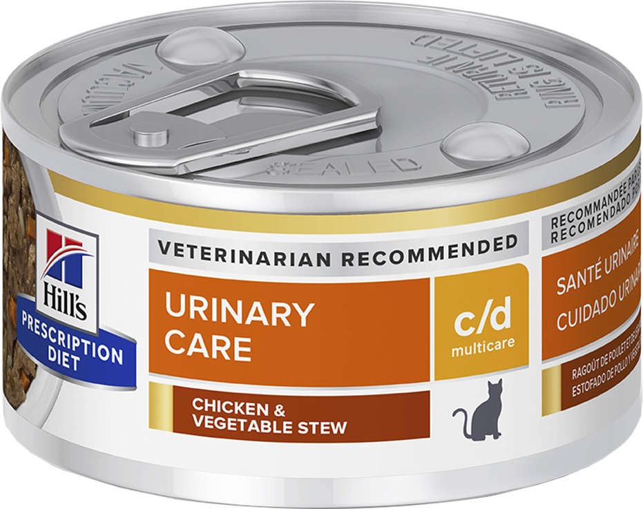 Ração Úmida Hill's Prescription Diet c/d Cuidado Urinário Multicare Frango e Vegetais para Gatos - 82 g