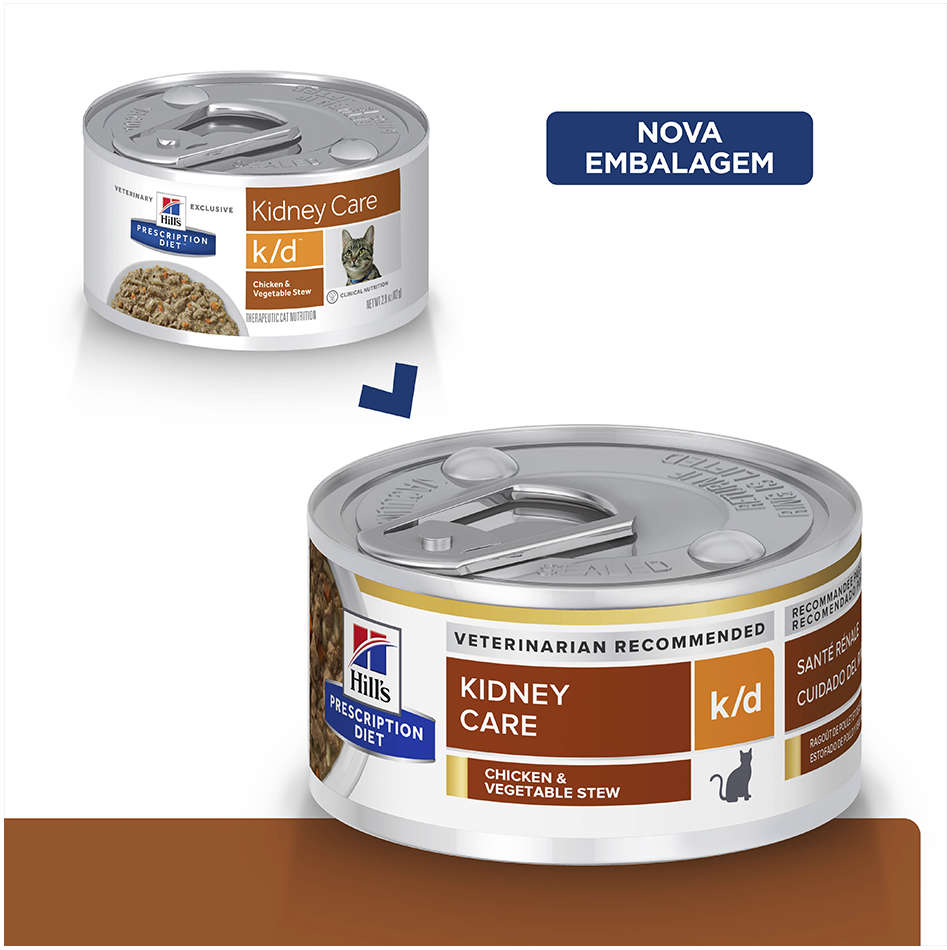 Ração Úmida Hill's Prescription Diet Lata k/d Cuidado Renal para Gatos - 82 g