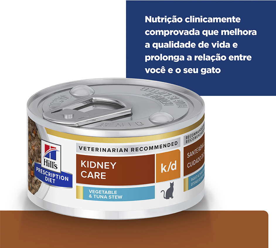 Ração Úmida Hill's Prescription Diet Lata Sabor Atum k/d Cuidado Renal para Gatos - 82 g