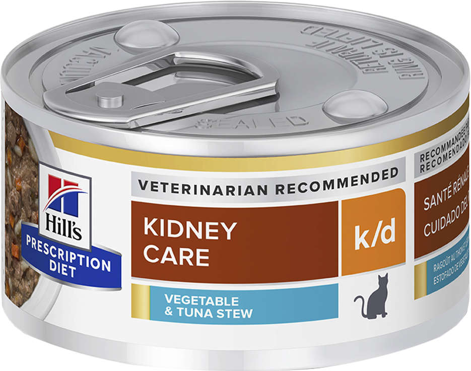 Ração Úmida Hill's Prescription Diet Lata Sabor Atum k/d Cuidado Renal para Gatos - 82 g