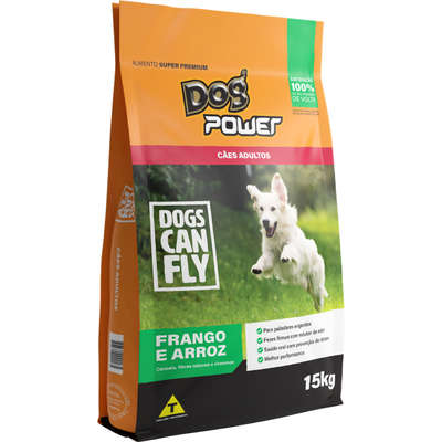 Ração Seca Dog Power Dogs Can Fly Frango e Arroz para Cães Adultos