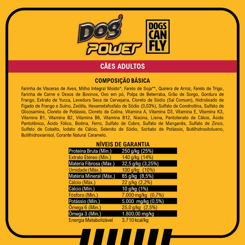 Ração Seca Dog Power Dogs Can Fly Frango e Arroz para Cães Adultos - 20Kg