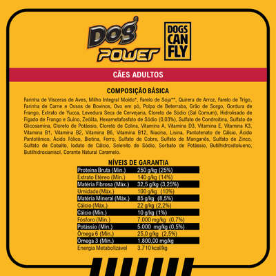 Ração Seca Dog Power Dogs Can Fly Frango e Arroz para Cães Adultos