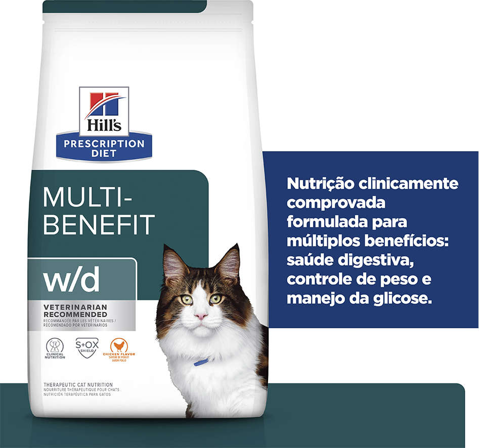 Ração Seca Hill's Prescription Diet w/d Controle do Peso e Glicêmico para Gatos Adultos - 1,81Kg