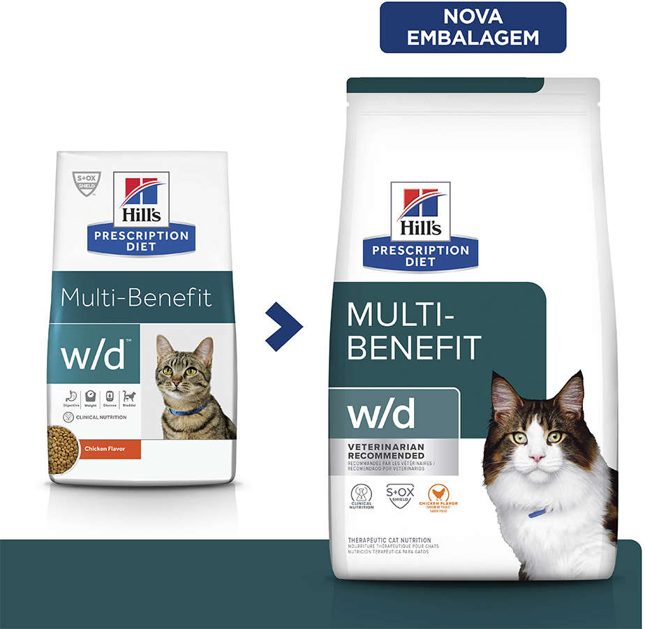 Ração Seca Hill's Prescription Diet w/d Controle do Peso e Glicêmico para Gatos Adultos - 1,81Kg