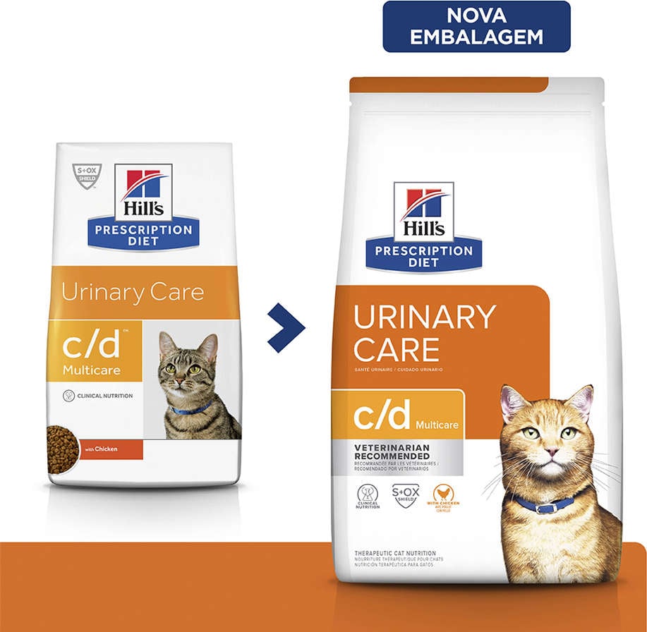 Ração Seca Hill's Prescription Diet c/d Multicare Cuidado Urinário para Gatos Adultos - 1,81Kg