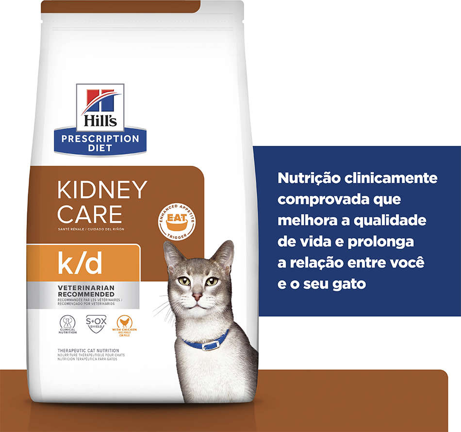 Ração Seca Hill's Prescription Diet k/d Cuidado Renal para Gatos Adultos - 1,81Kg