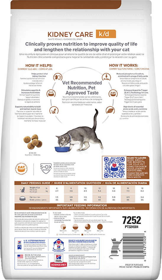 Ração Seca Hill's Prescription Diet k/d Cuidado Renal para Gatos Adultos - 1,81Kg