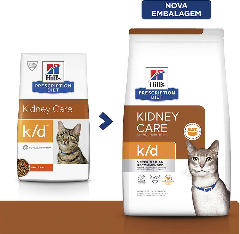 Ração Seca Hill's Prescription Diet k/d Cuidado Renal para Gatos Adultos - 1,81Kg